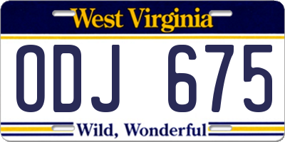 WV license plate ODJ675