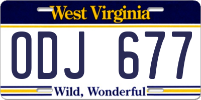 WV license plate ODJ677