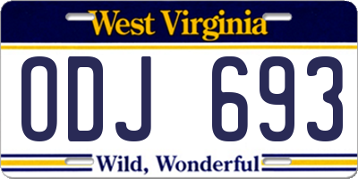 WV license plate ODJ693