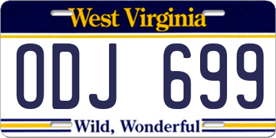 WV license plate ODJ699