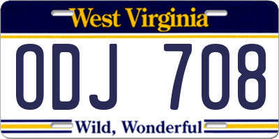 WV license plate ODJ708