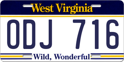 WV license plate ODJ716