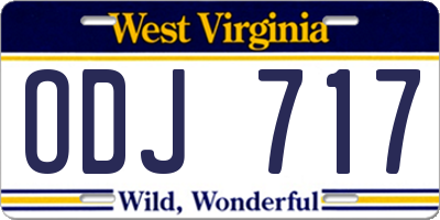 WV license plate ODJ717