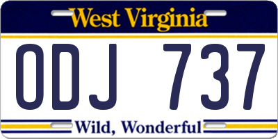 WV license plate ODJ737