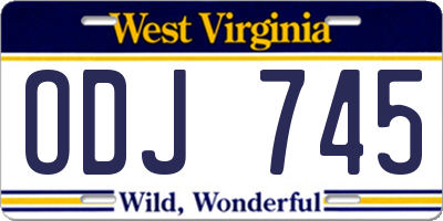 WV license plate ODJ745