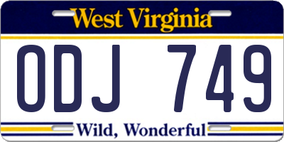 WV license plate ODJ749