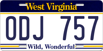 WV license plate ODJ757