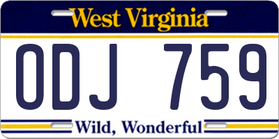 WV license plate ODJ759