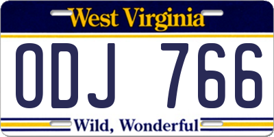 WV license plate ODJ766