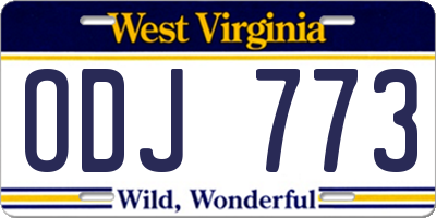 WV license plate ODJ773