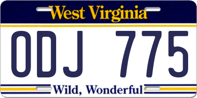 WV license plate ODJ775