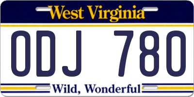 WV license plate ODJ780