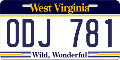WV license plate ODJ781