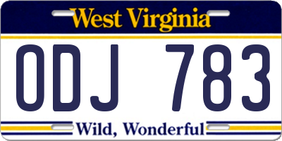 WV license plate ODJ783