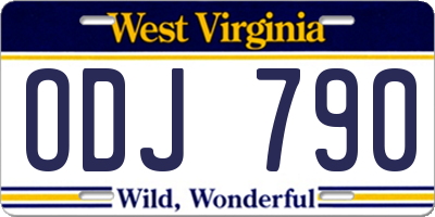 WV license plate ODJ790