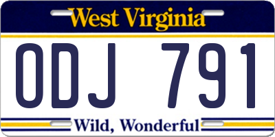 WV license plate ODJ791