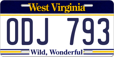 WV license plate ODJ793
