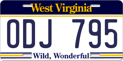 WV license plate ODJ795