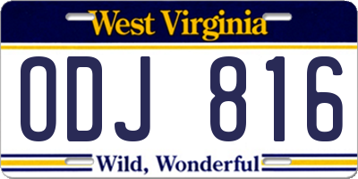 WV license plate ODJ816