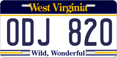 WV license plate ODJ820
