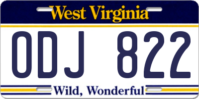 WV license plate ODJ822