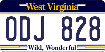WV license plate ODJ828