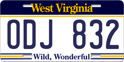 WV license plate ODJ832