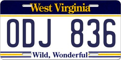 WV license plate ODJ836