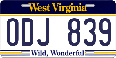 WV license plate ODJ839
