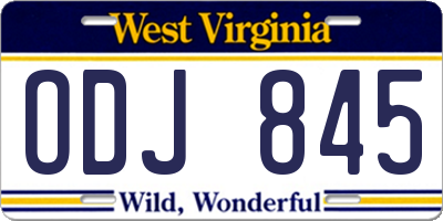 WV license plate ODJ845