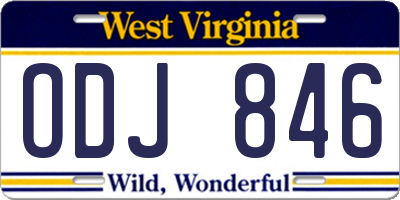 WV license plate ODJ846