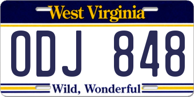 WV license plate ODJ848