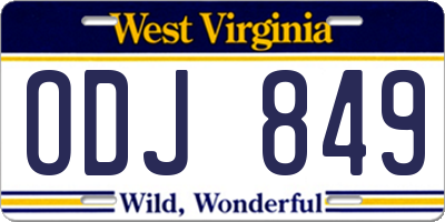 WV license plate ODJ849