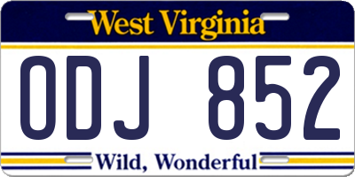 WV license plate ODJ852