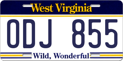 WV license plate ODJ855