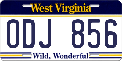 WV license plate ODJ856