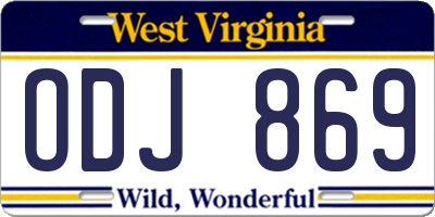 WV license plate ODJ869