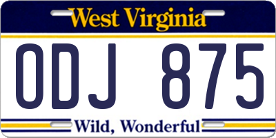 WV license plate ODJ875