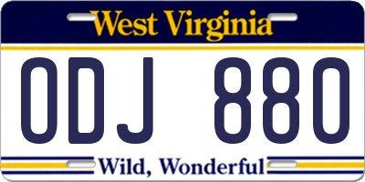 WV license plate ODJ880