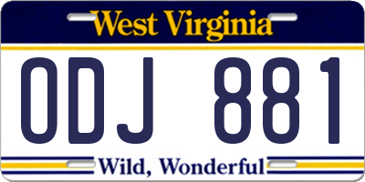 WV license plate ODJ881