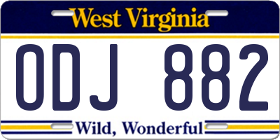 WV license plate ODJ882