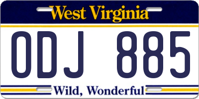 WV license plate ODJ885
