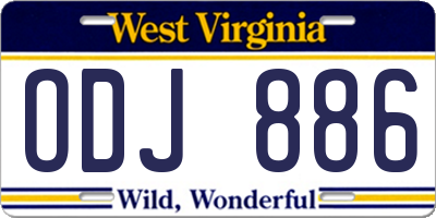 WV license plate ODJ886