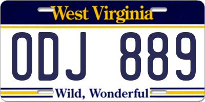 WV license plate ODJ889
