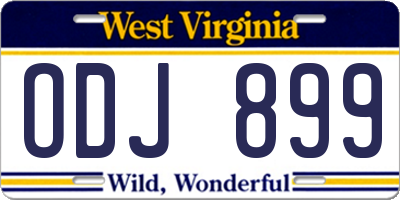WV license plate ODJ899