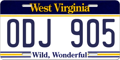 WV license plate ODJ905
