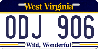 WV license plate ODJ906