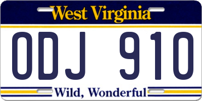 WV license plate ODJ910