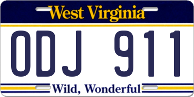 WV license plate ODJ911