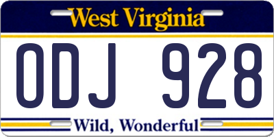 WV license plate ODJ928